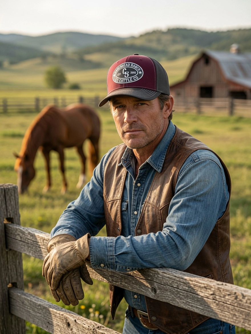 Cadenhead Ranch Maroon and Grey cap.