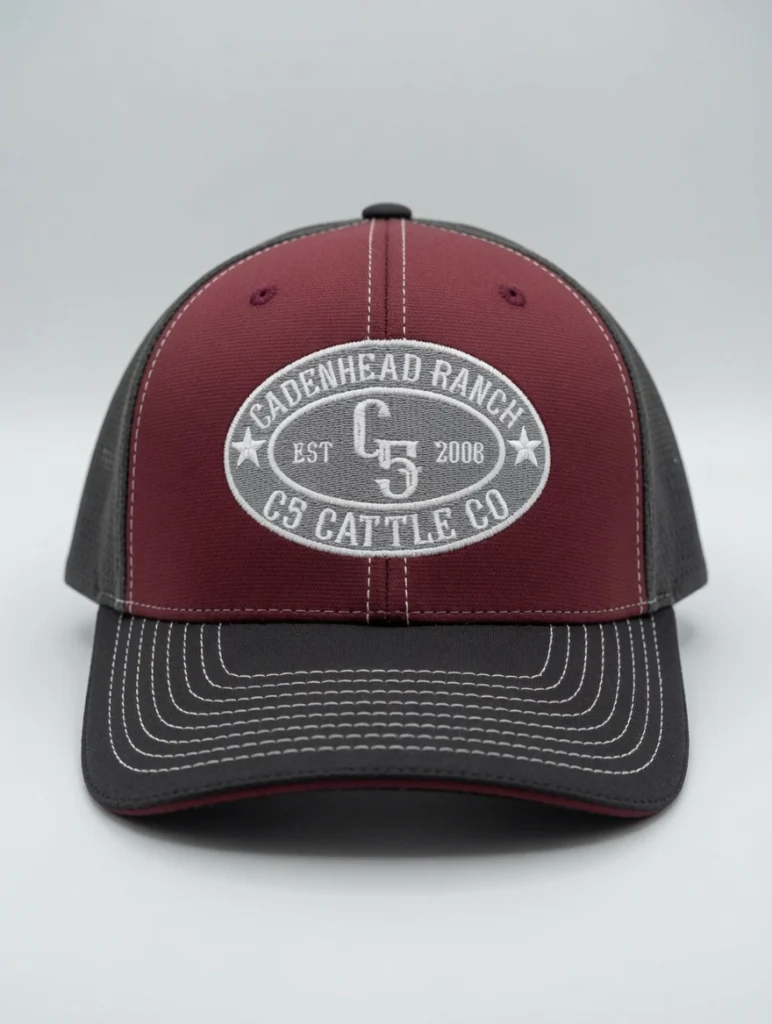 Cadenhead Ranch Maroon and Grey cap.