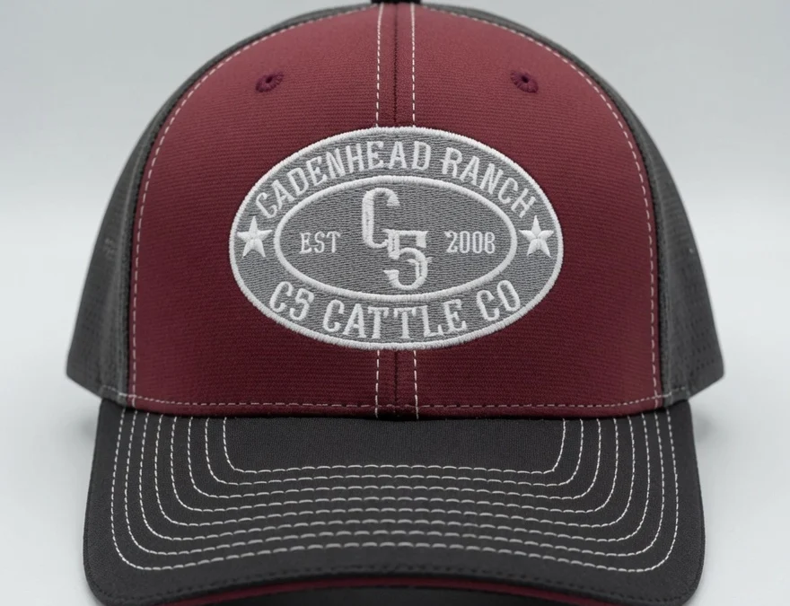 Cadenhead Ranch Maroon and Grey cap.